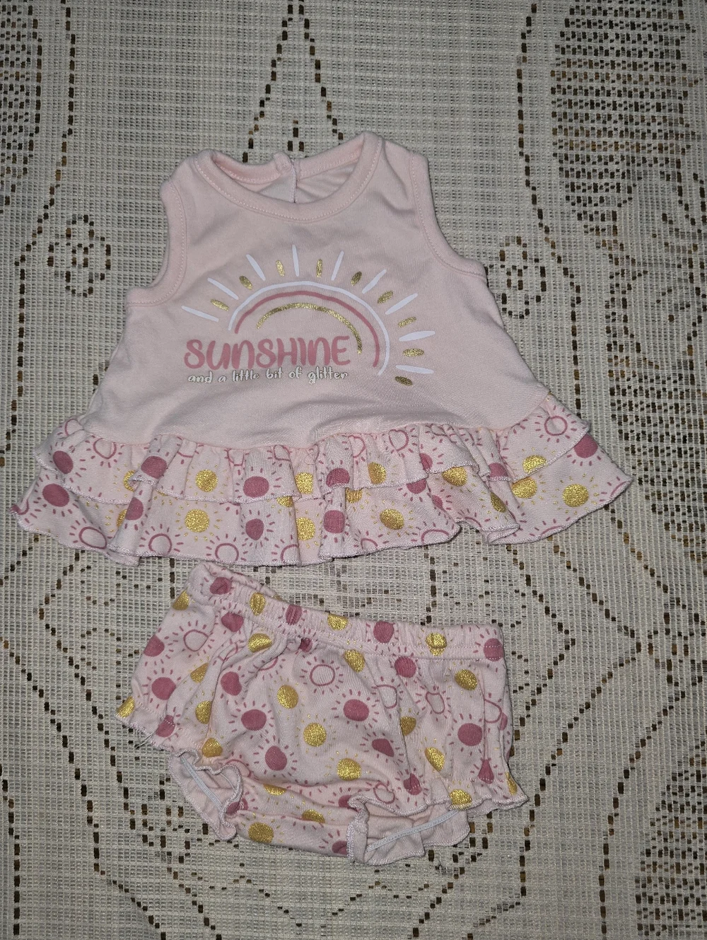 Kids Pink 'Sunshine' Ruffle Tank & Bloomers Set